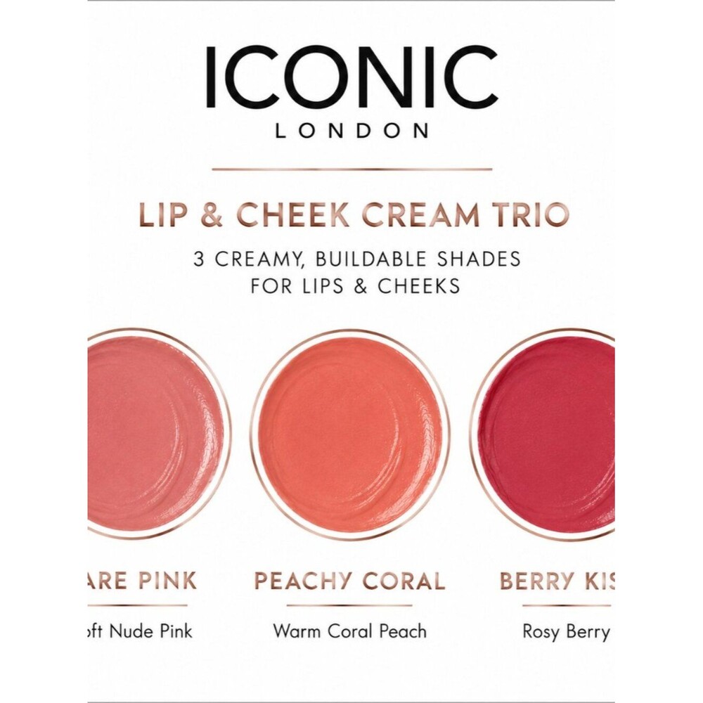 ICONIC London Lip & Cheek Cream Trio - BNIB - Picture 3 of 3